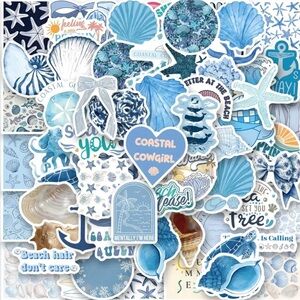 Blue Themed Coastal Design Stickers pack of 20